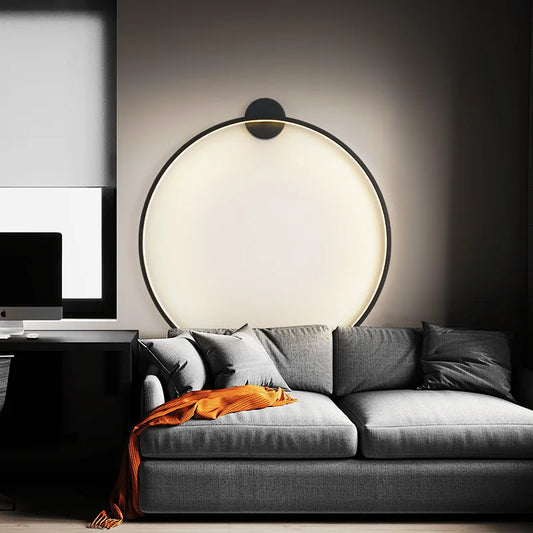 New Modern Led Black Gold Circle Wall Lamp Bedroom Decoration Led Wall Lamp Living Room Background Wall Light Wall Lamp