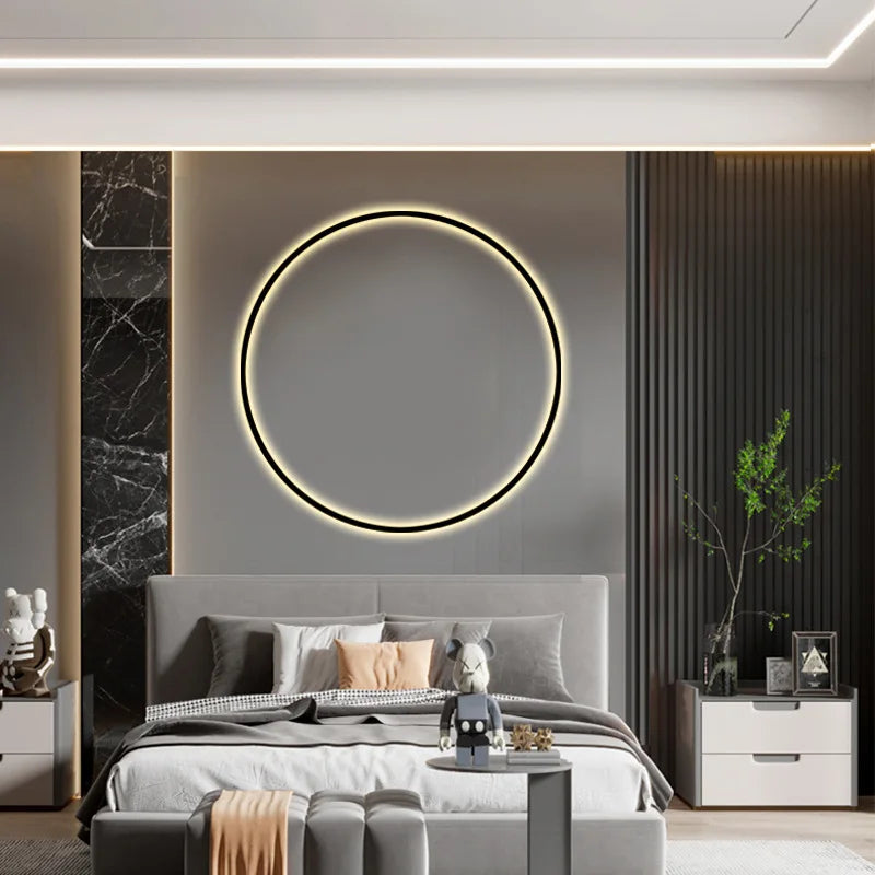 New Modern Led Black Gold Circle Wall Lamp Bedroom Decoration Led Wall Lamp Living Room Background Wall Light Wall Lamp